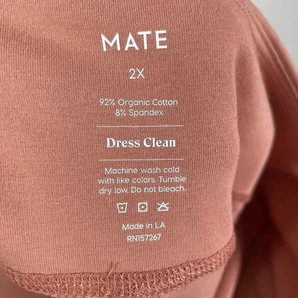 MATE The Label Leggings Womens 2X Rose Terracotta Stretch NEW Organic Cotton - Picture 7 of 10